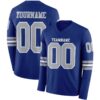 Custom Royal Gray-White Long Sleeve Authentic Football Jersey