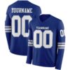 Custom Royal White-Gray Long Sleeve Authentic Football Jersey