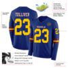 Custom Royal Yellow Crimson-White Long Sleeve Authentic Football Jersey