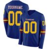 Custom Royal Yellow Crimson-White Long Sleeve Authentic Football Jersey