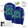 Custom Royal Kelly Green-White Long Sleeve Authentic Football Jersey