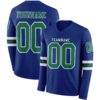 Custom Royal Kelly Green-White Long Sleeve Authentic Football Jersey