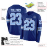 Custom Royal Light Blue-White Long Sleeve Authentic Football Jersey