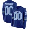 Custom Royal Light Blue-White Long Sleeve Authentic Football Jersey