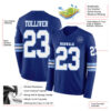 Custom Royal White-Light Blue Long Sleeve Authentic Football Jersey