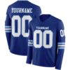Custom Royal White-Light Blue Long Sleeve Authentic Football Jersey
