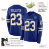 Custom Royal Cream Long Sleeve Authentic Football Jersey