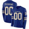 Custom Royal Cream Long Sleeve Authentic Football Jersey