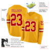 Custom Gold Red-White Long Sleeve Authentic Football Jersey