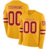 Custom Gold Red-White Long Sleeve Authentic Football Jersey