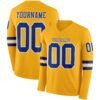 Custom Gold Royal-White Long Sleeve Authentic Football Jersey