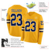 Custom Gold Navy-White Long Sleeve Authentic Football Jersey