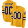 Custom Gold Navy-White Long Sleeve Authentic Football Jersey