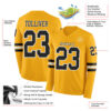 Custom Gold Black-White Long Sleeve Authentic Football Jersey