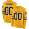 Custom Gold Black-White Long Sleeve Authentic Football Jersey
