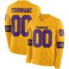 Custom Gold Purple-Black Long Sleeve Authentic Football Jersey
