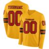 Custom Gold Red-Black Long Sleeve Authentic Football Jersey