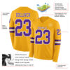 Custom Gold Purple-White Long Sleeve Authentic Football Jersey