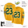 Custom Gold Green-White Long Sleeve Authentic Football Jersey