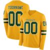 Custom Gold Green-White Long Sleeve Authentic Football Jersey