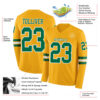 Custom Gold Kelly Green-White Long Sleeve Authentic Football Jersey
