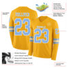 Custom Gold Light Blue-White Long Sleeve Authentic Football Jersey