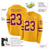 Custom Gold Crimson-White Long Sleeve Authentic Football Jersey