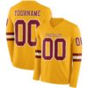 Custom Gold Crimson-White Long Sleeve Authentic Football Jersey