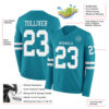 Custom Teal White Long Sleeve Authentic Football Jersey
