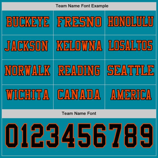 Custom Teal Black-Orange Long Sleeve Authentic Football Jersey