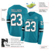 Custom Teal White-Black Long Sleeve Authentic Football Jersey
