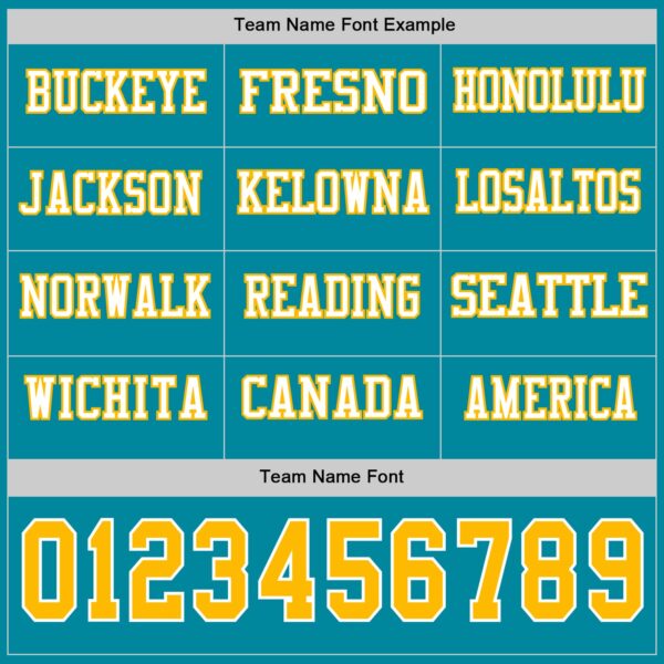 Custom Teal Gold-White Long Sleeve Authentic Football Jersey