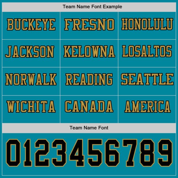 Custom Teal Black-Old Gold Long Sleeve Authentic Football Jersey