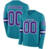 Custom Teal Purple-White Long Sleeve Authentic Football Jersey