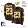 Custom Brown Cream-Old Gold Long Sleeve Authentic Football Jersey