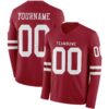 Custom Cardinal White Long Sleeve Authentic Football Jersey
