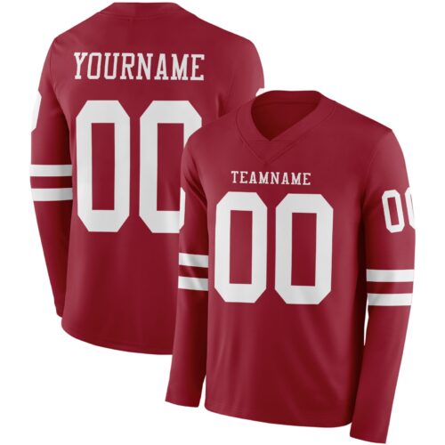 LongSleeve0814 Custom Cardinal White Long Sleeve Authentic Football Jersey