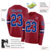Custom Cardinal Royal-White Long Sleeve Authentic Football Jersey