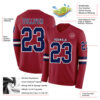 Custom Cardinal Navy-White Long Sleeve Authentic Football Jersey