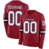 Custom Cardinal White-Navy Long Sleeve Authentic Football Jersey
