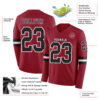 Custom Cardinal Black-White Long Sleeve Authentic Football Jersey