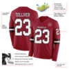 Custom Cardinal White-Black Long Sleeve Authentic Football Jersey