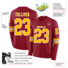 Custom Cardinal Gold-White Long Sleeve Authentic Football Jersey
