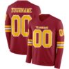 Custom Cardinal Gold-White Long Sleeve Authentic Football Jersey