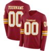 Custom Cardinal White-Gold Long Sleeve Authentic Football Jersey