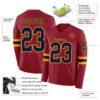 Custom Cardinal Navy-Gold Long Sleeve Authentic Football Jersey