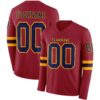 Custom Cardinal Navy-Gold Long Sleeve Authentic Football Jersey