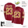 Custom Cardinal Old Gold-White Long Sleeve Authentic Football Jersey