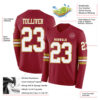 Custom Cardinal White-Old Gold Long Sleeve Authentic Football Jersey