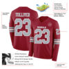 Custom Cardinal Gray-White Long Sleeve Authentic Football Jersey